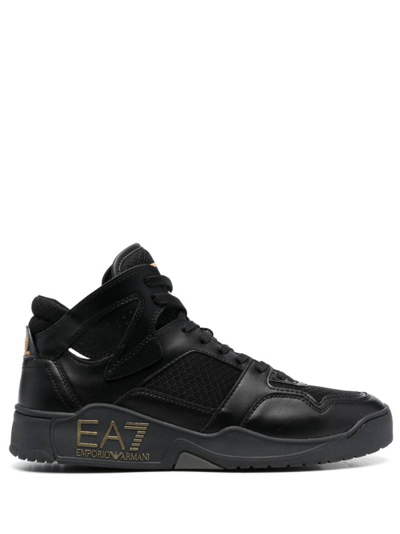 Ea7 Emporio Armani logo-debossed high-top sneakers - Black von Ea7 Emporio Armani