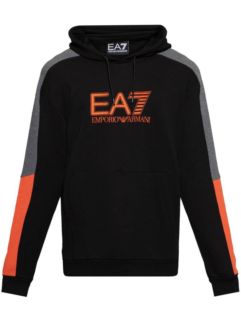 Ea7 Emporio Armani logo-embroidered hoodie - Black von Ea7 Emporio Armani