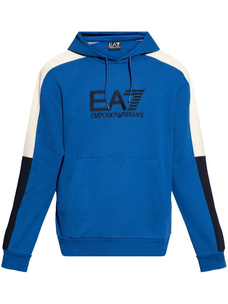 Ea7 Emporio Armani logo-embroidered hoodie - Blue von Ea7 Emporio Armani