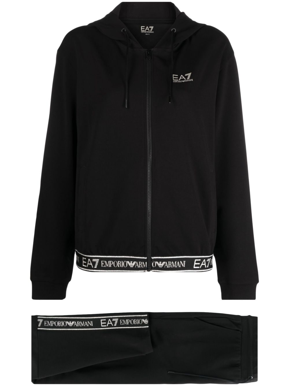 Ea7 Emporio Armani logo-embroidered tracksuit set - Black von Ea7 Emporio Armani