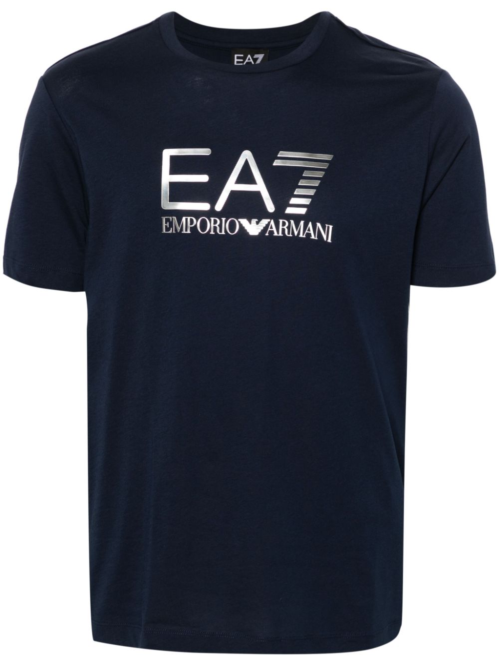 Ea7 Emporio Armani logo-lettering cotton T-shirt - Blue von Ea7 Emporio Armani