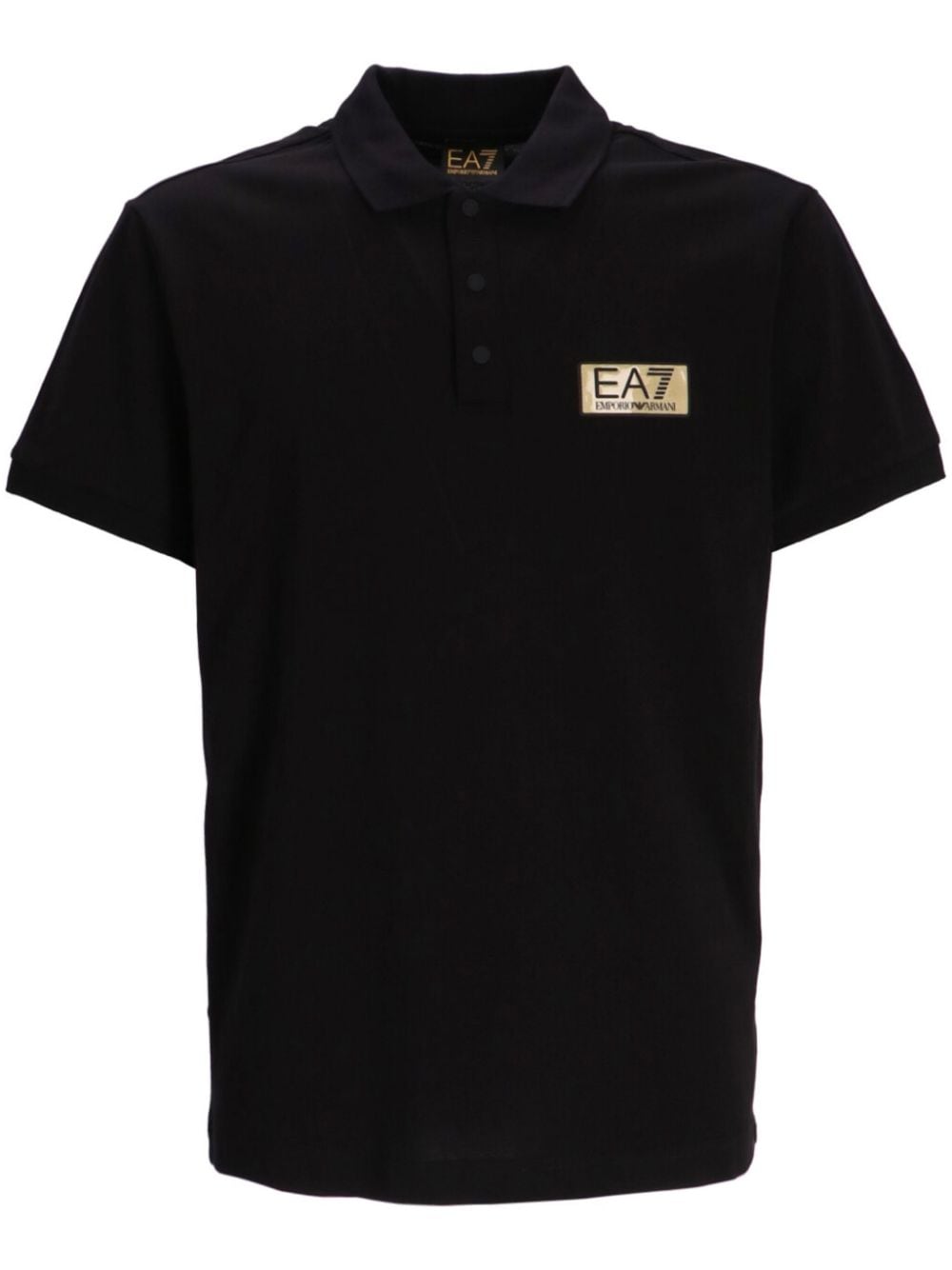 Ea7 Emporio Armani logo-patch cotton polo shirt - Black von Ea7 Emporio Armani