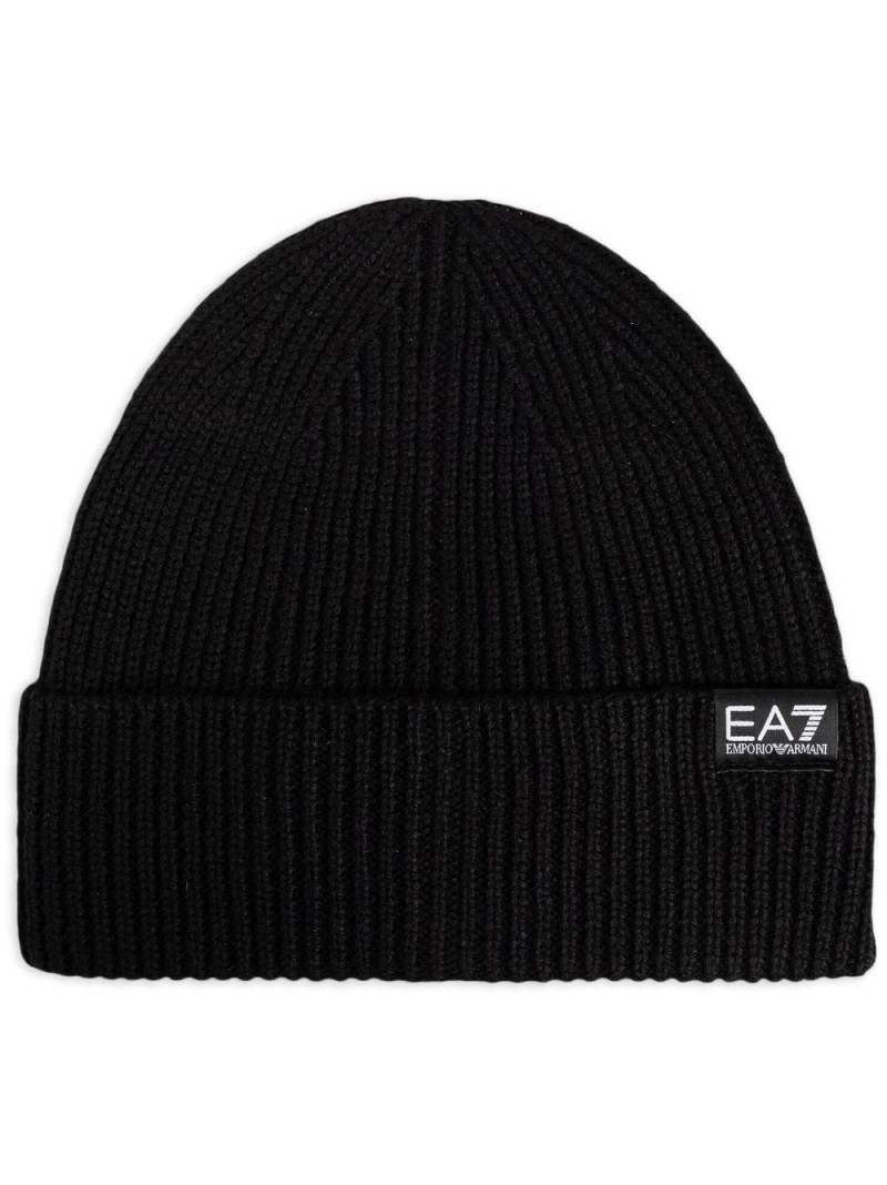 Ea7 Emporio Armani logo-tag beanie hat - Black von Ea7 Emporio Armani