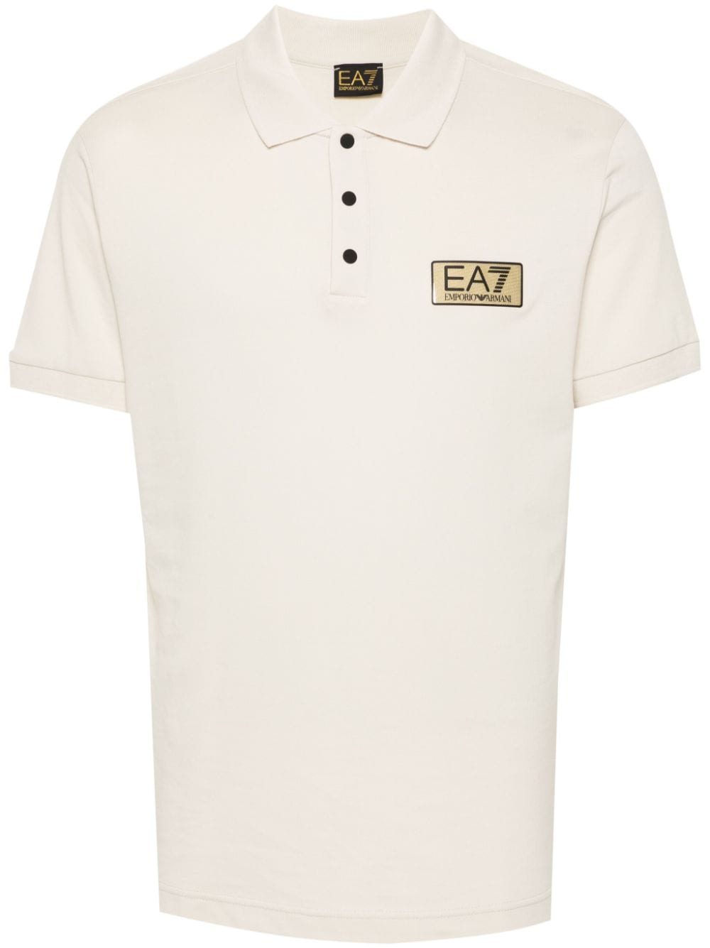 Ea7 Emporio Armani logo-patch piqué polo shirt - Neutrals von Ea7 Emporio Armani