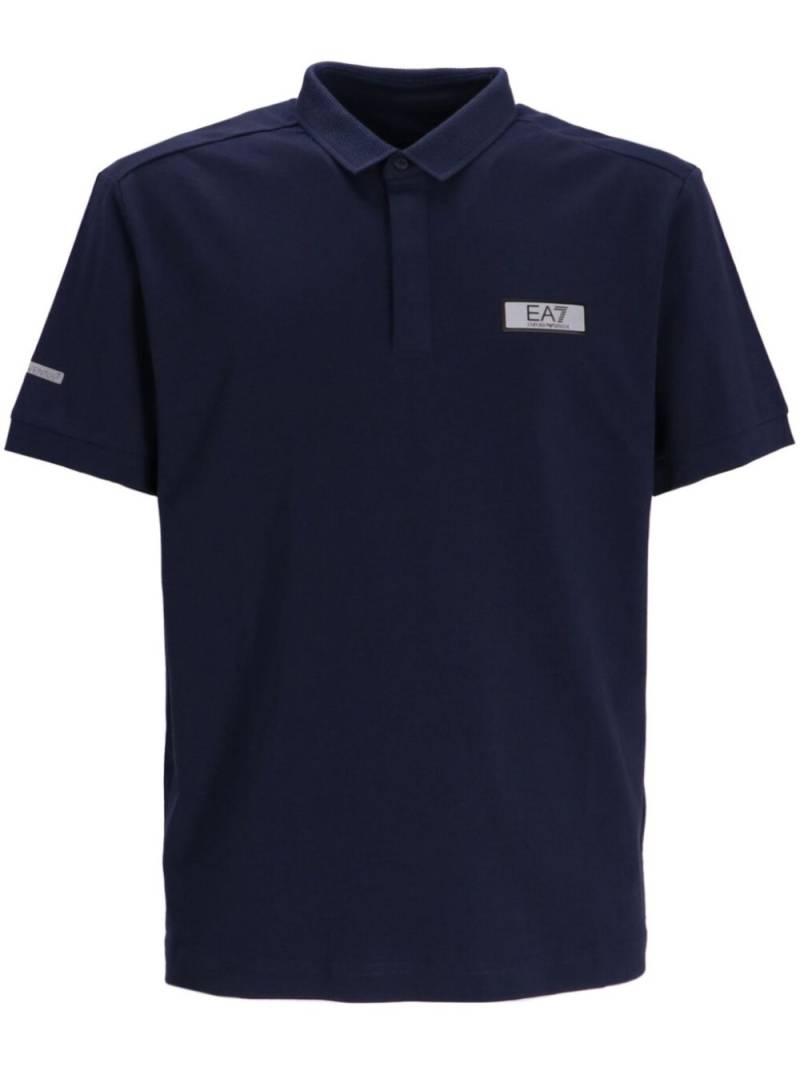 Ea7 Emporio Armani logo-patch polo shirt - Blue von Ea7 Emporio Armani