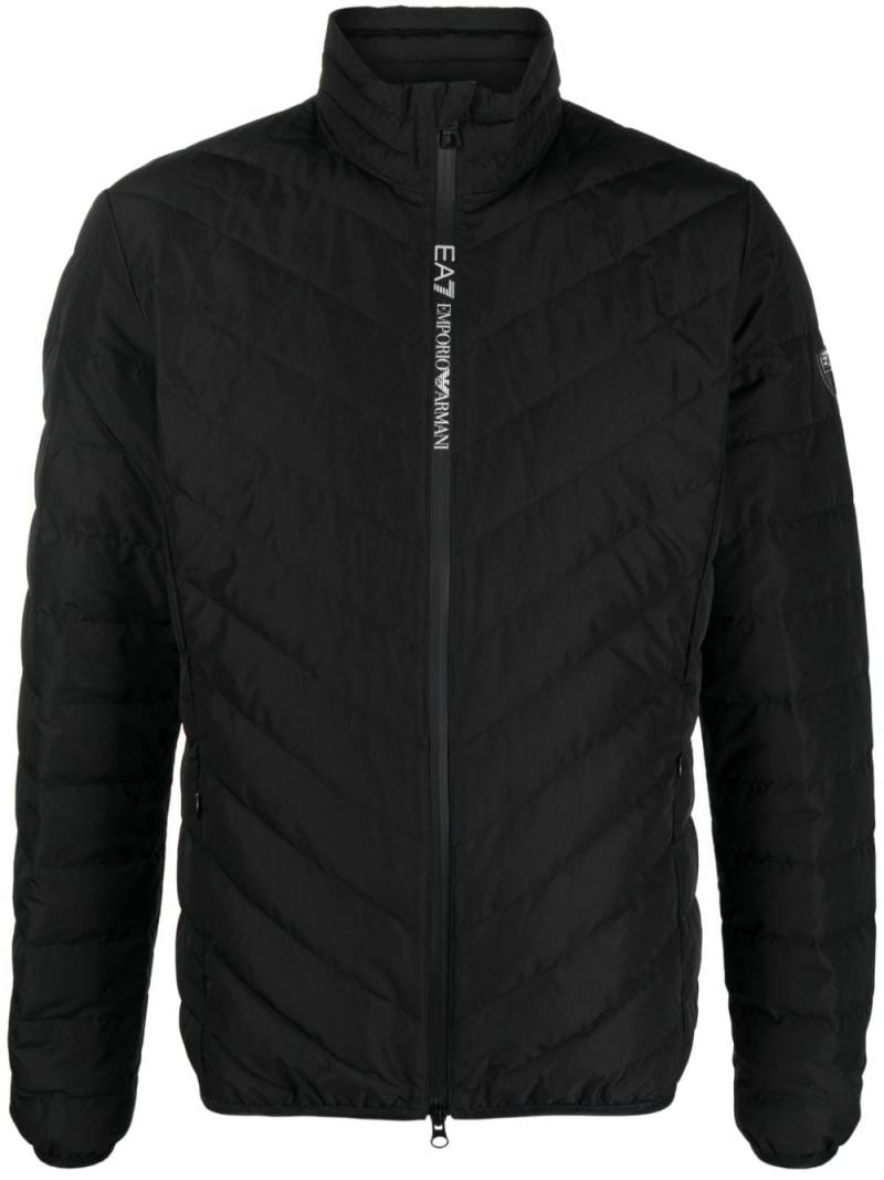 Ea7 Emporio Armani logo-patch quilted jacket - Black von Ea7 Emporio Armani