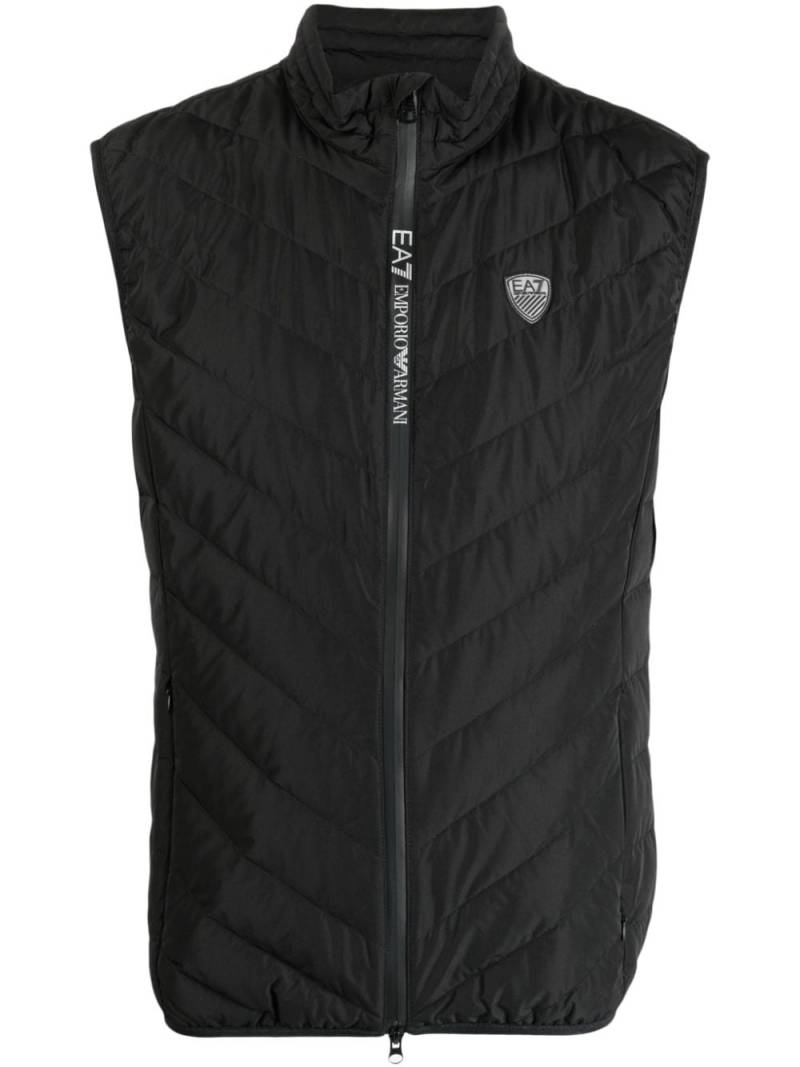 Ea7 Emporio Armani logo-patch quilted padded gilet - Black von Ea7 Emporio Armani