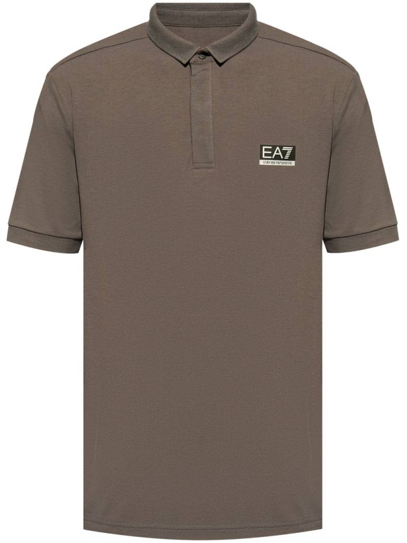 Ea7 Emporio Armani logo-patch short-sleeve polo shirt - Brown von Ea7 Emporio Armani