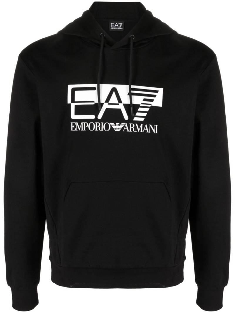 Ea7 Emporio Armani logo-print cotton hoodie - Black von Ea7 Emporio Armani