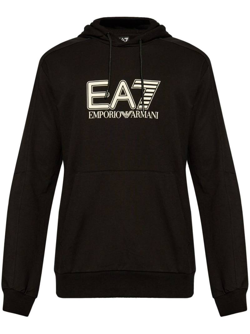 Ea7 Emporio Armani logo-print cotton hoodie - Black von Ea7 Emporio Armani