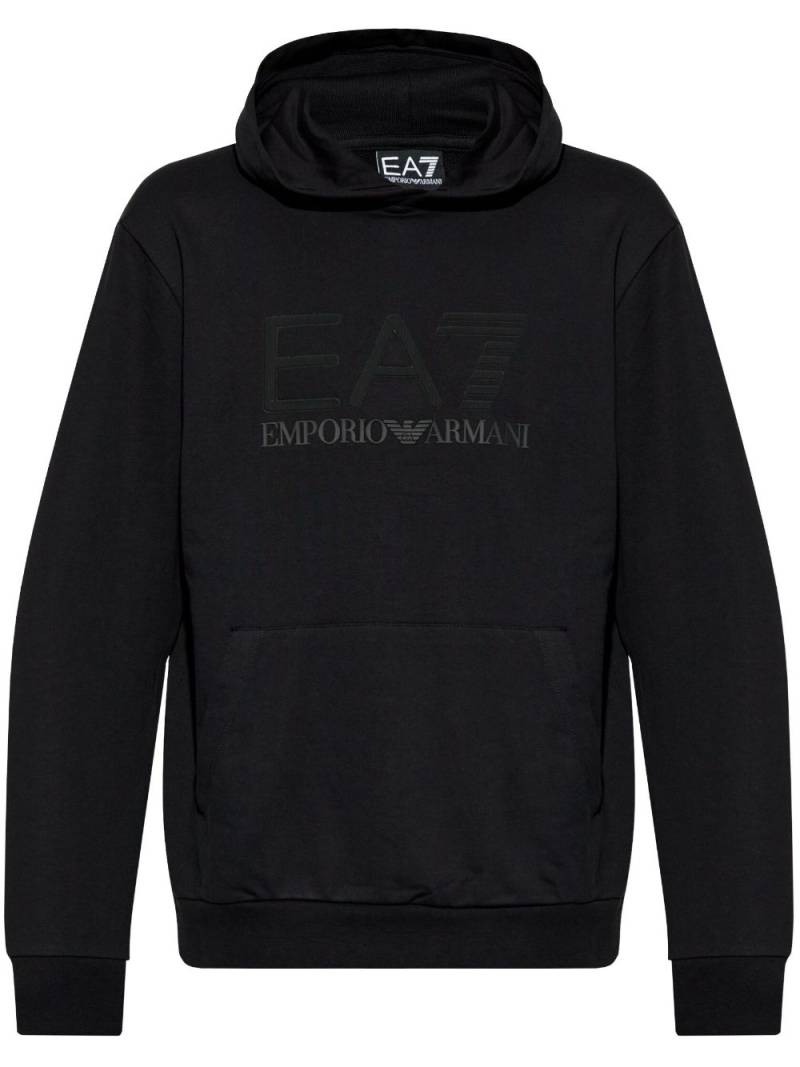 Ea7 Emporio Armani logo-print cotton hoodie - Black von Ea7 Emporio Armani