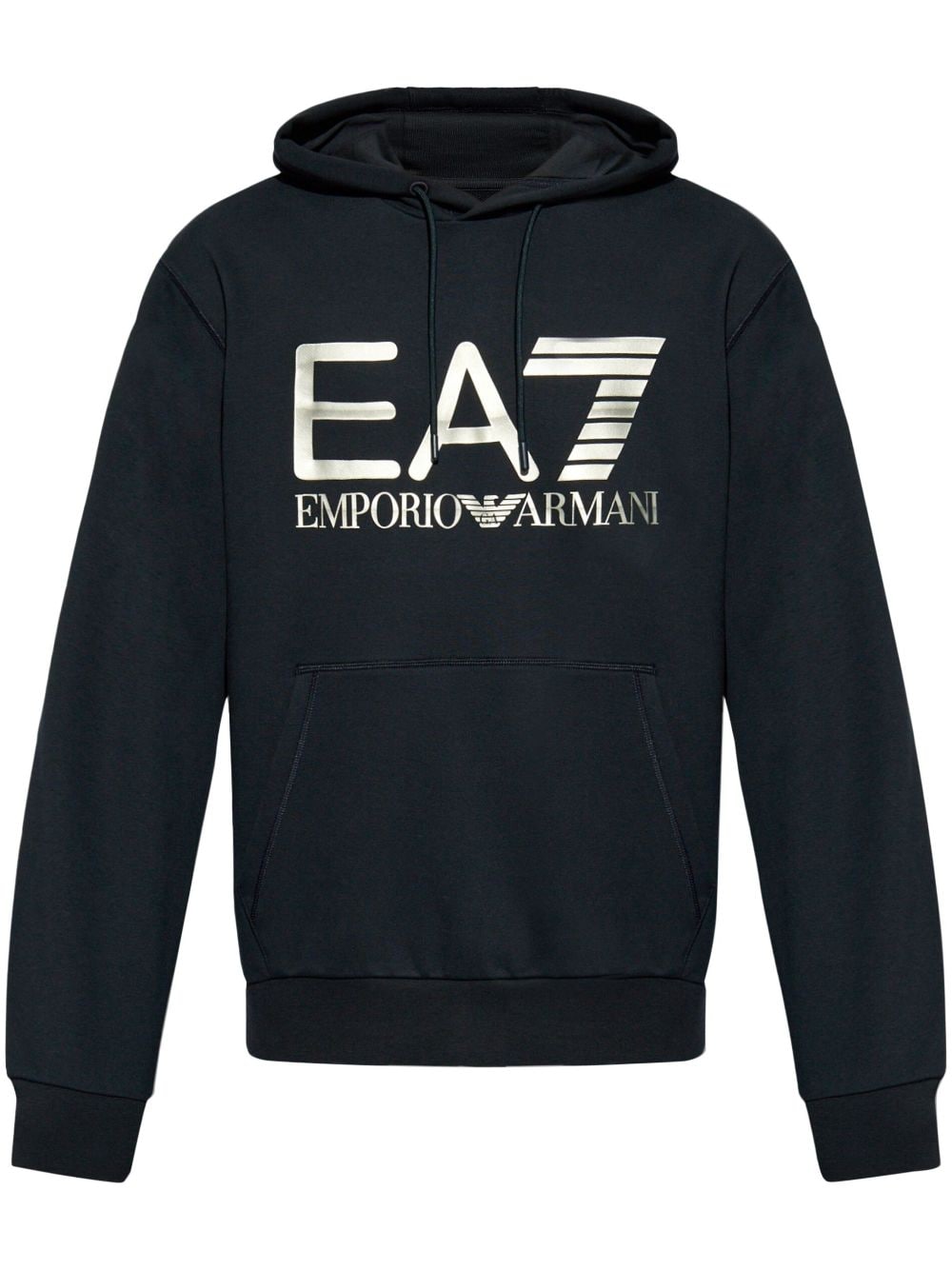 Ea7 Emporio Armani logo-print cotton hoodie - Blue von Ea7 Emporio Armani