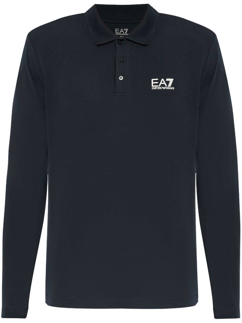 Ea7 Emporio Armani logo-print cotton polo shirt - Blue von Ea7 Emporio Armani