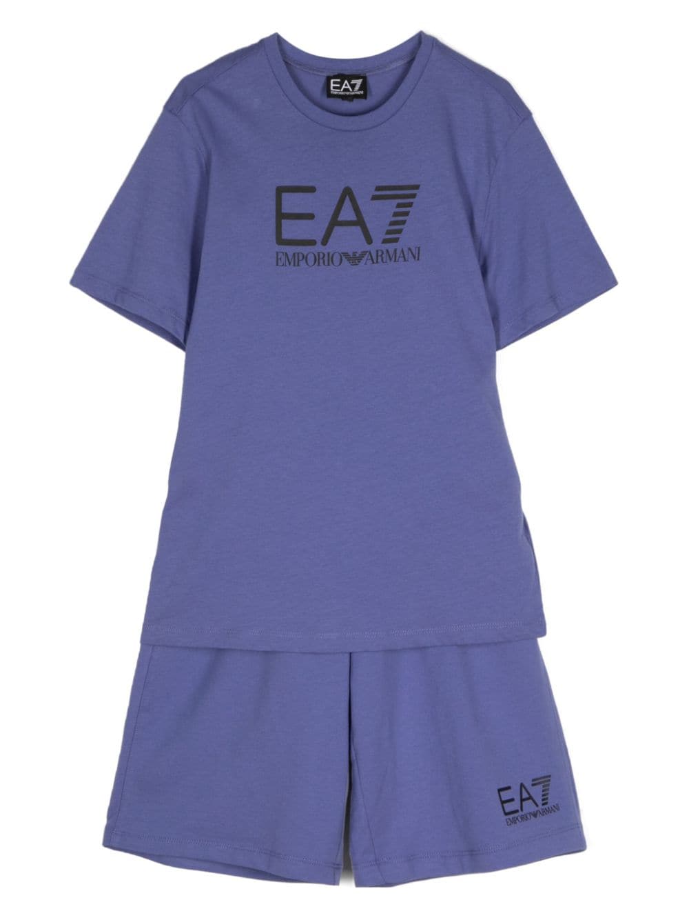 Ea7 Emporio Armani logo-print cotton shorts set - Blue