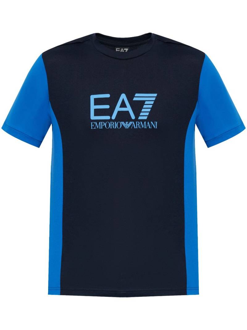 Ea7 Emporio Armani logo-print cotton t-shirt - Blue von Ea7 Emporio Armani