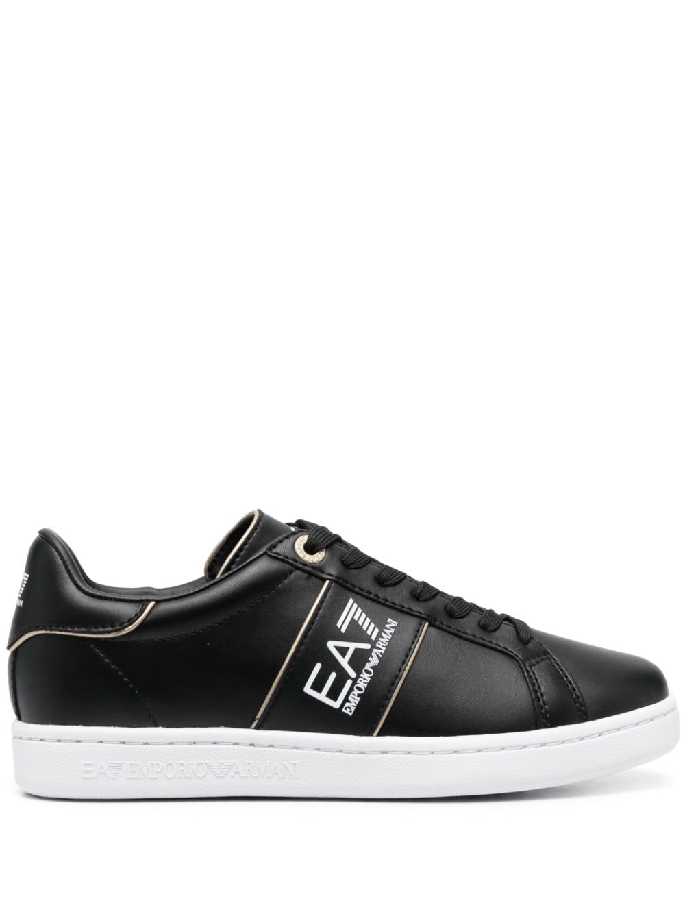 Ea7 Emporio Armani logo-print leather sneakers - Black von Ea7 Emporio Armani