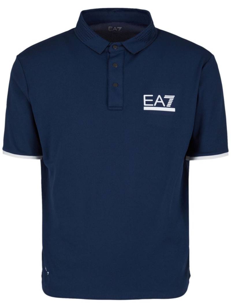 Ea7 Emporio Armani logo-print polo shirt - Blue von Ea7 Emporio Armani