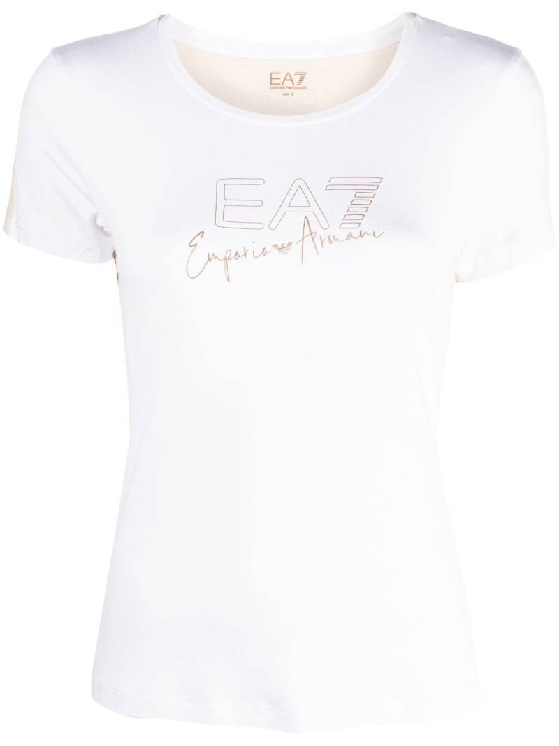 Ea7 Emporio Armani logo-print round-neck T-shirt - White von Ea7 Emporio Armani