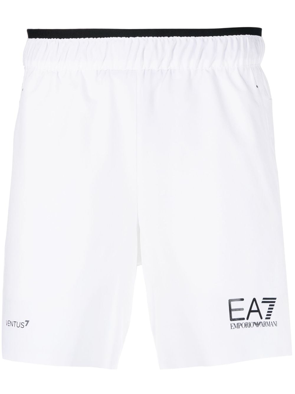 Ea7 Emporio Armani logo-print side-slit shorts - White von Ea7 Emporio Armani