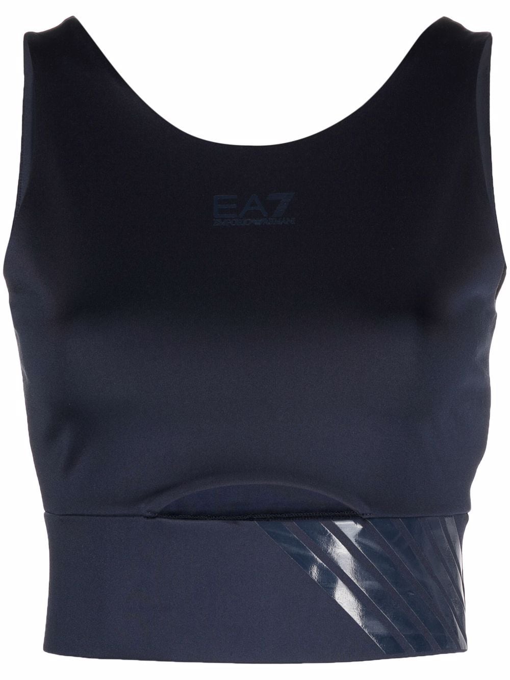 Ea7 Emporio Armani cut-out logo-print tank tops - Blue von Ea7 Emporio Armani