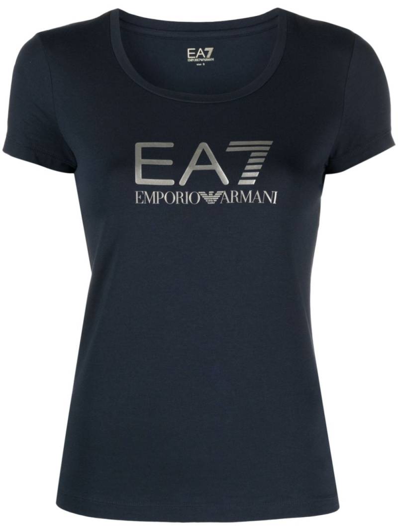 Ea7 Emporio Armani logo-print stretch-cotton T-shirt - Blue von Ea7 Emporio Armani