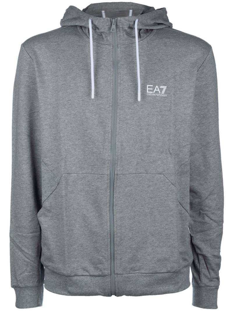 Ea7 Emporio Armani logo-print zip-up hoodie - Grey von Ea7 Emporio Armani