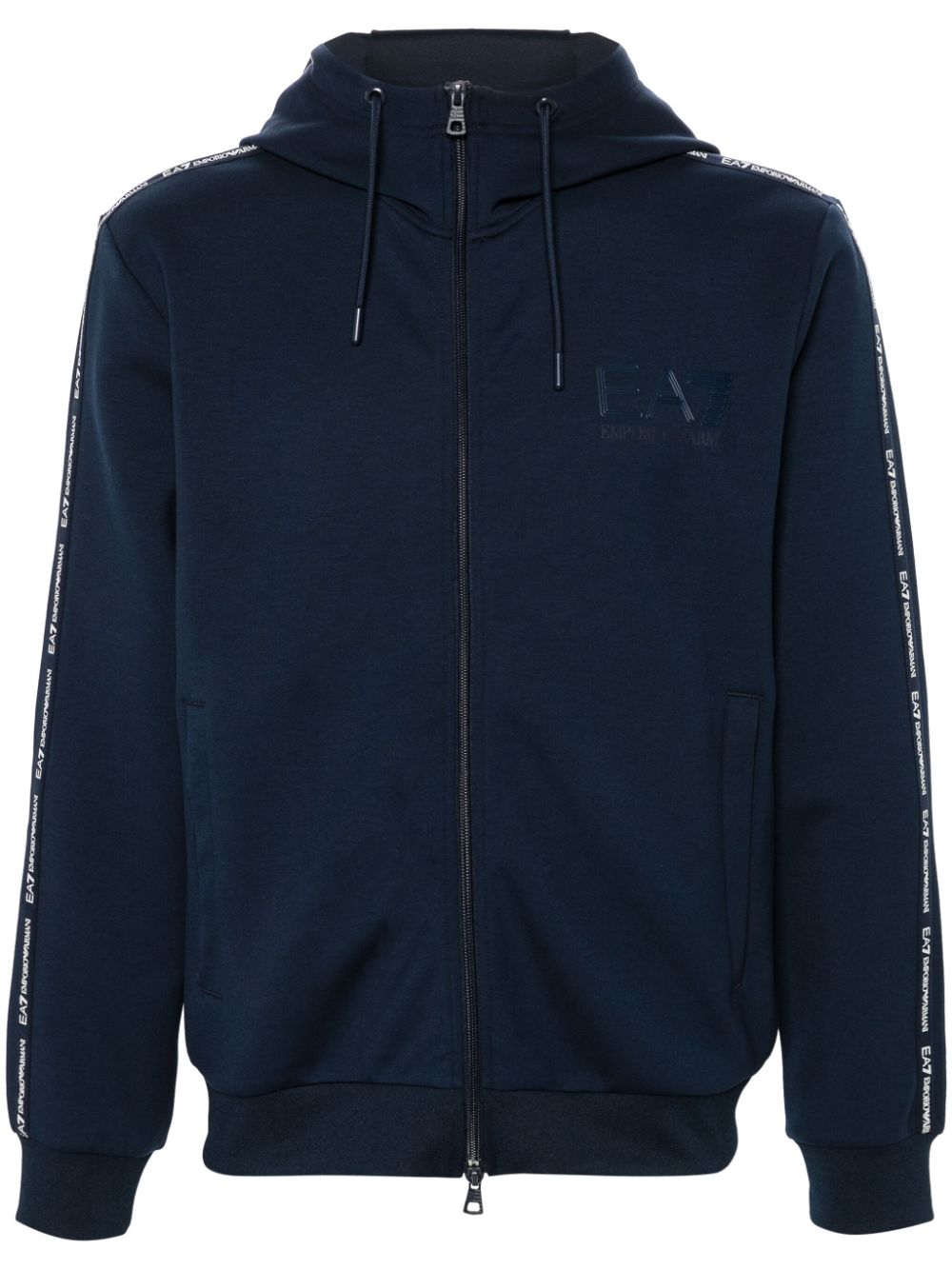 Ea7 Emporio Armani logo-tape detail hoodie - Blue von Ea7 Emporio Armani