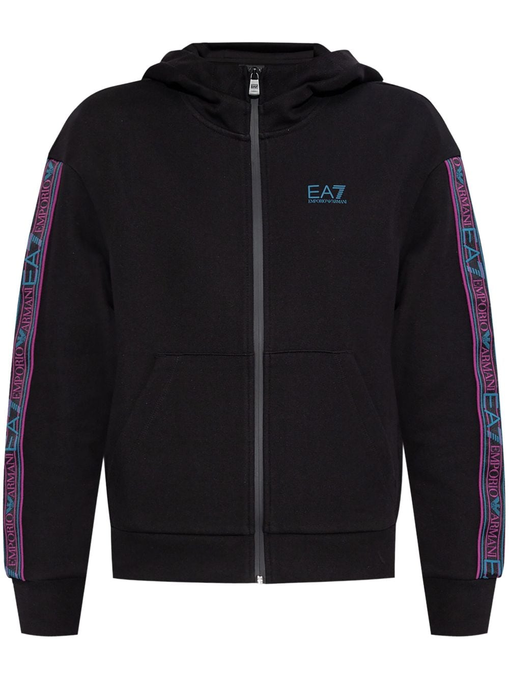 Ea7 Emporio Armani logo-tape zipped hoodie - Black von Ea7 Emporio Armani