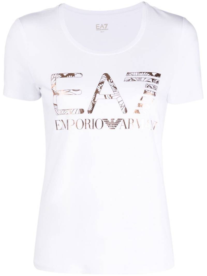 Ea7 Emporio Armani metallic logo-print T-shirt - White von Ea7 Emporio Armani