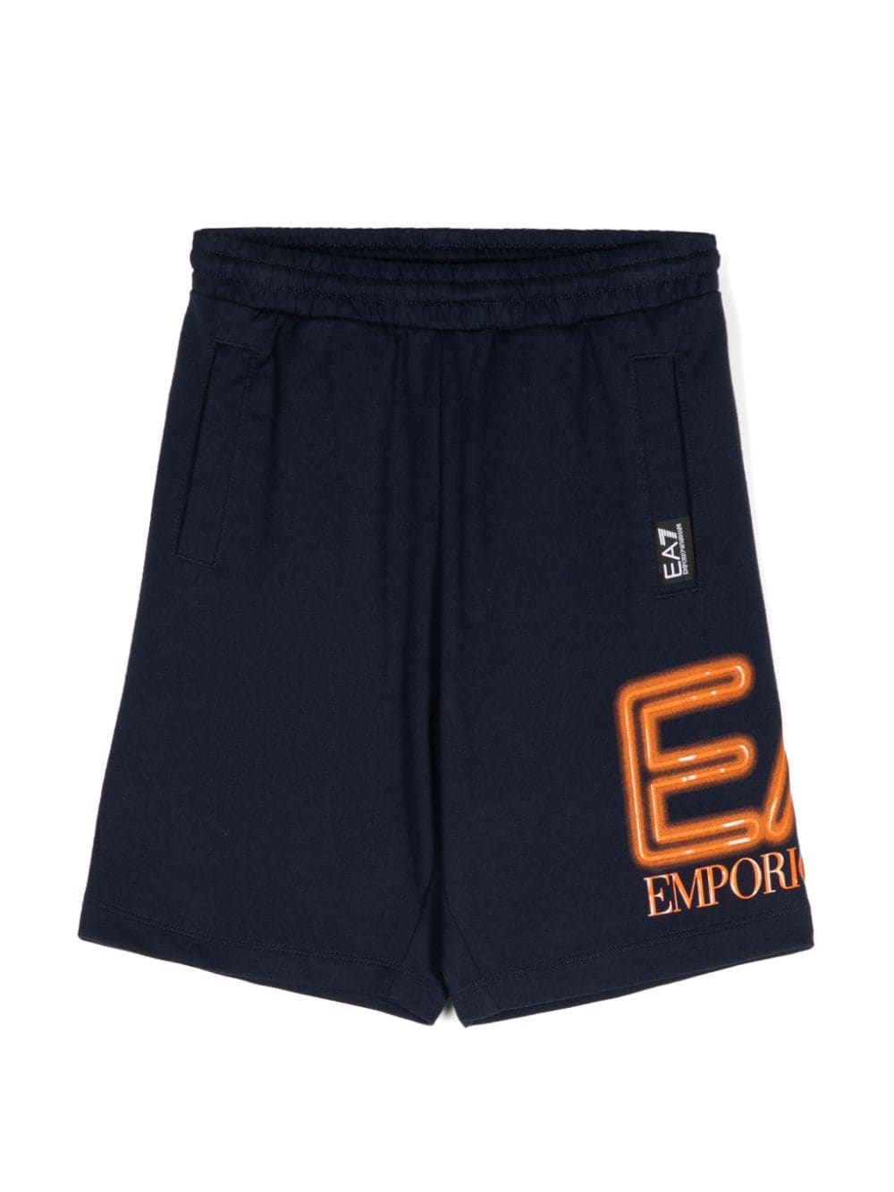 Ea7 Emporio Armani raised-logo cotton track shorts - Blue