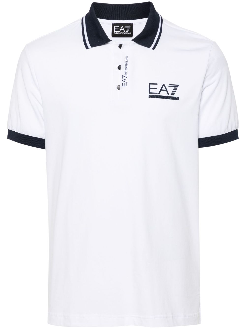 Ea7 Emporio Armani raised logo-detail polo shirt - White von Ea7 Emporio Armani