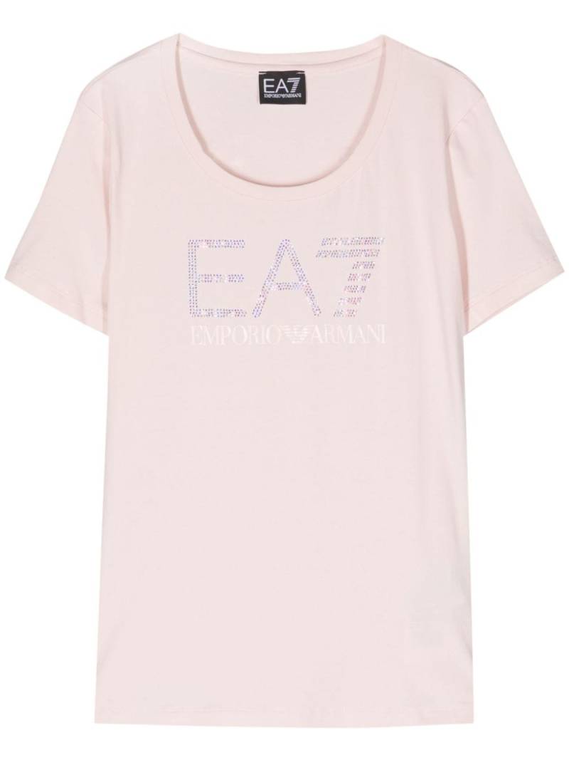 Ea7 Emporio Armani rhinestones-logo cotton T-shirt - Pink von Ea7 Emporio Armani