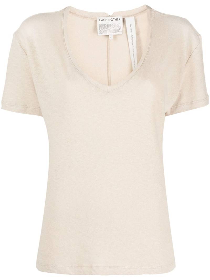 Each X Other V-neck mélange T-shirt - Neutrals von Each X Other