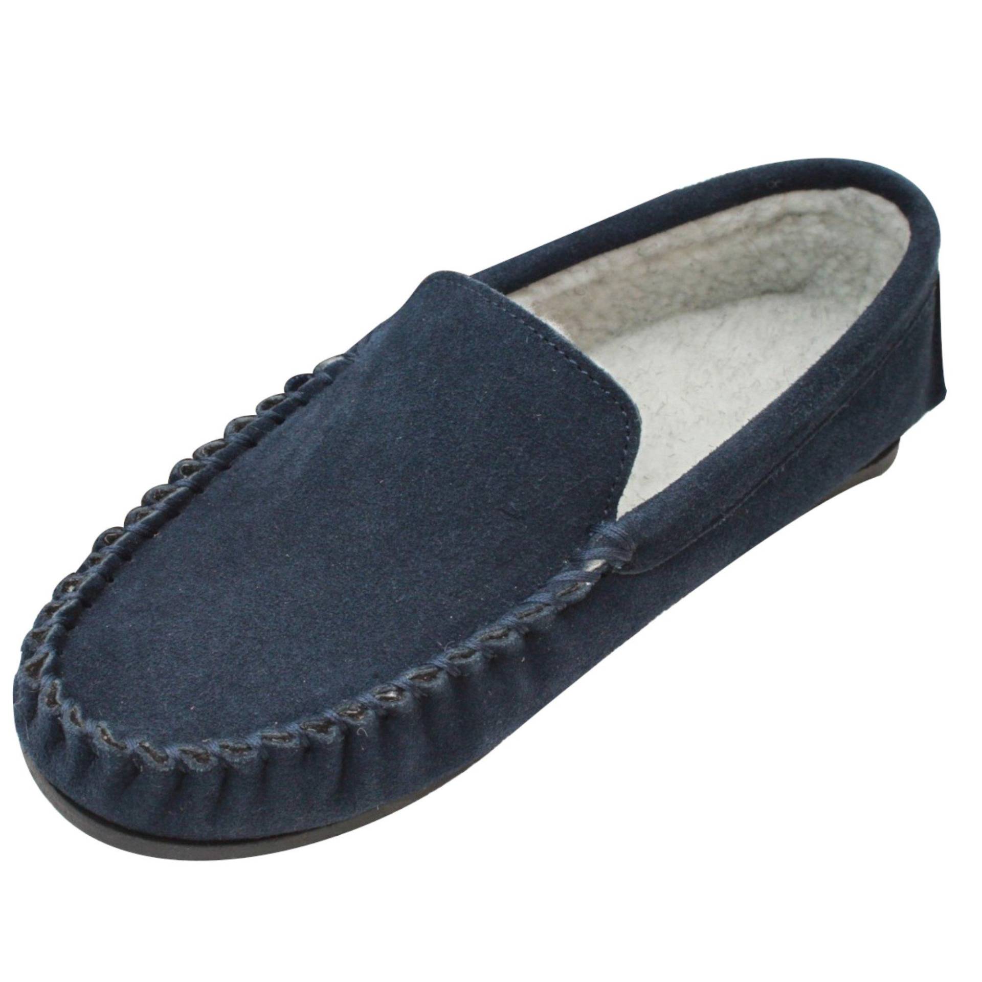 Moccasins Aus Wildleder Mit Berbervliesfutter Herren Marine 42 von Eastern Counties Leather