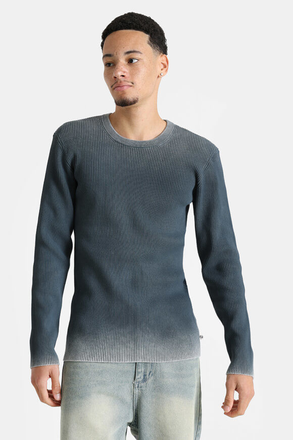 Eazy Gerippter Strickpullover | Grau + Weiss | Herren  | L von Eazy