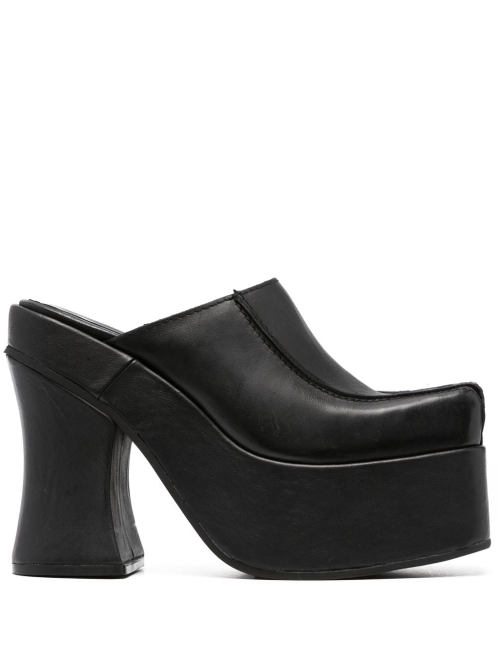 Eckhaus Latta 135mm square-toe platform mules - Black von Eckhaus Latta