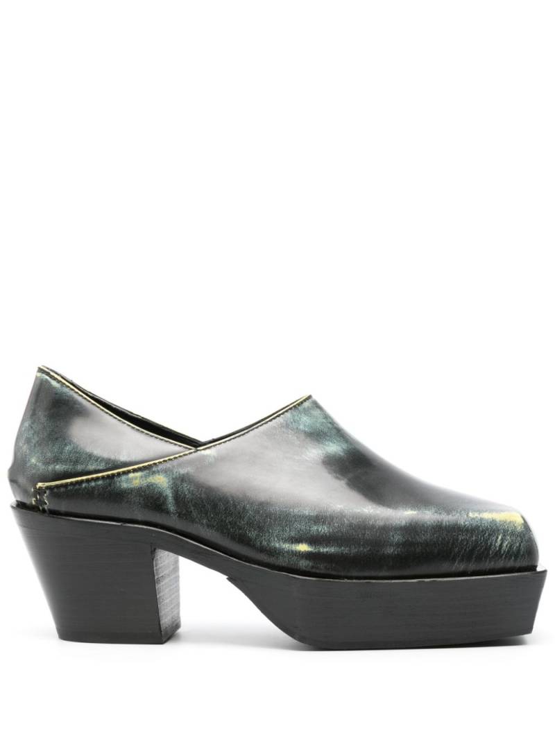 Eckhaus Latta 60mm square-toe leather clogs - Black von Eckhaus Latta