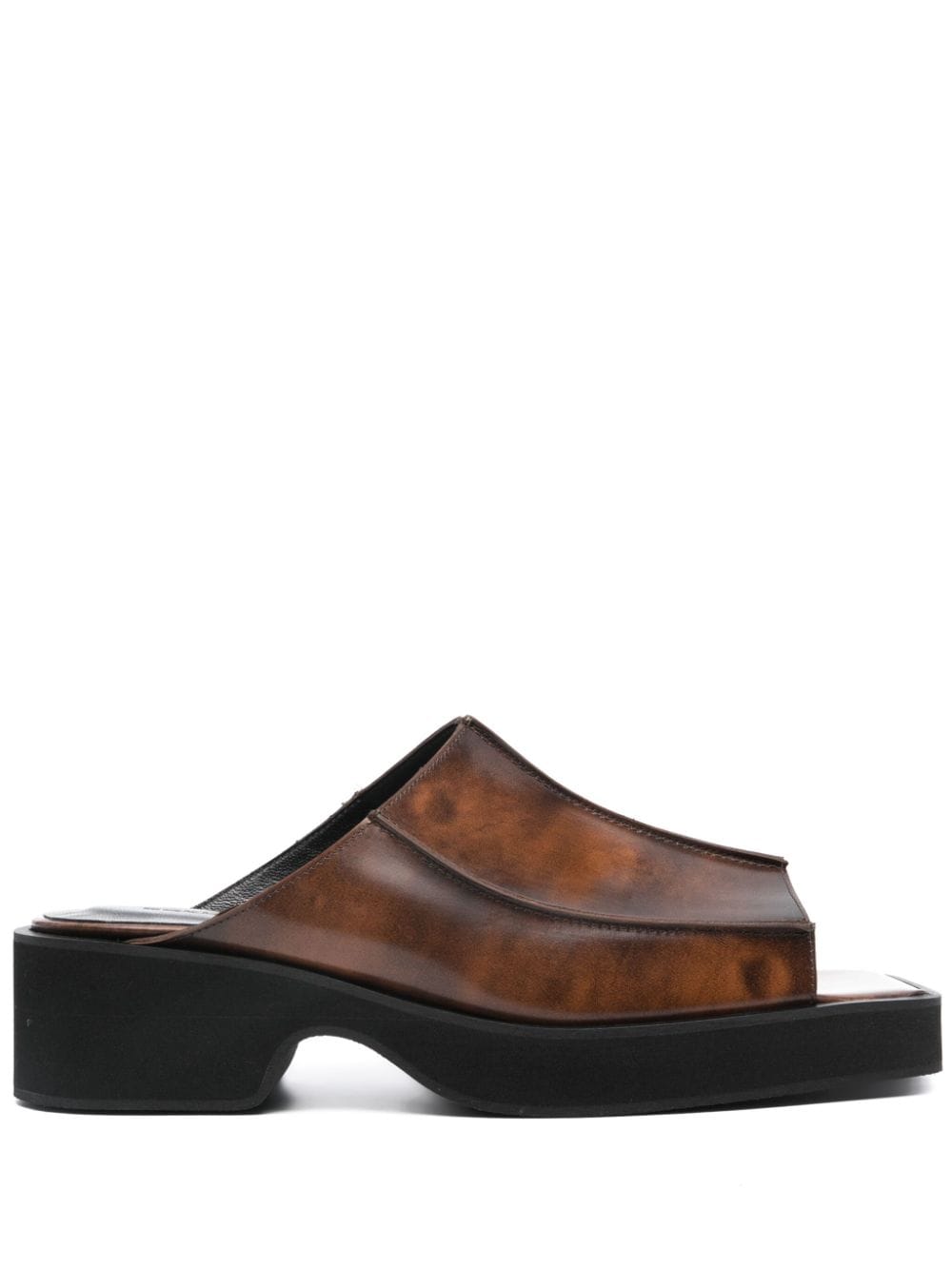 Eckhaus Latta Frame leather slides - Brown von Eckhaus Latta