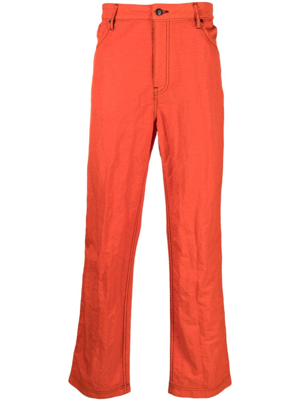 Eckhaus Latta crinkled-finish straight-leg trousers - Red von Eckhaus Latta