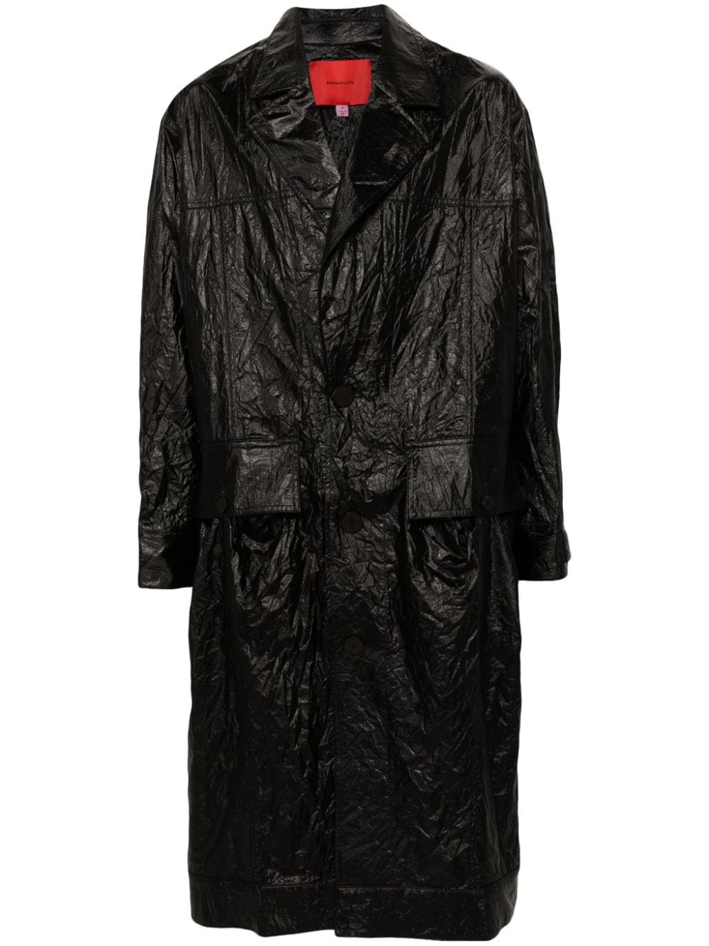 Eckhaus Latta crinkled single-breasted trench coat - Black von Eckhaus Latta