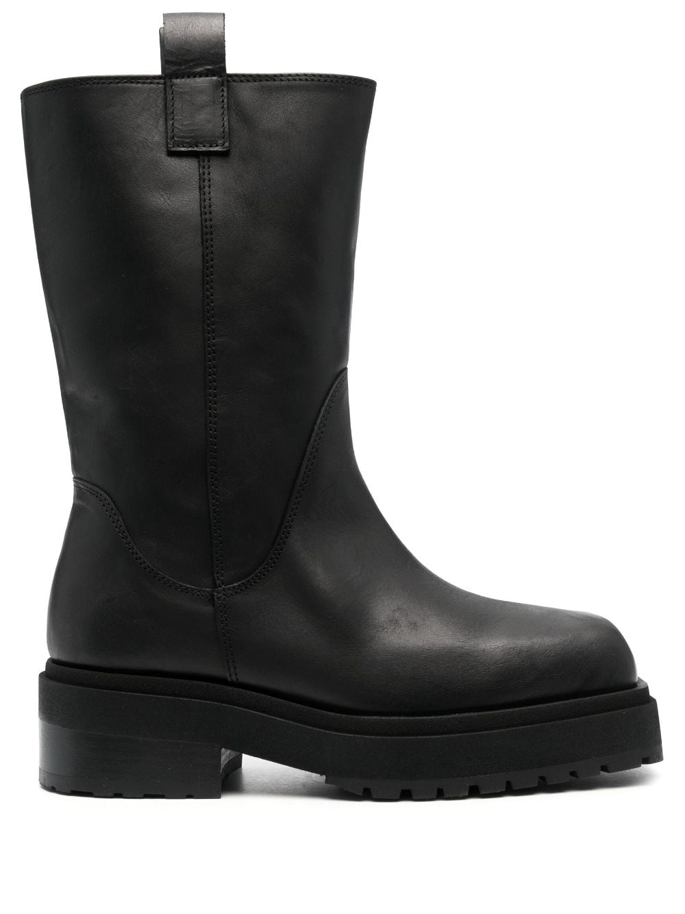 Eckhaus Latta leather stacked boots - Black von Eckhaus Latta