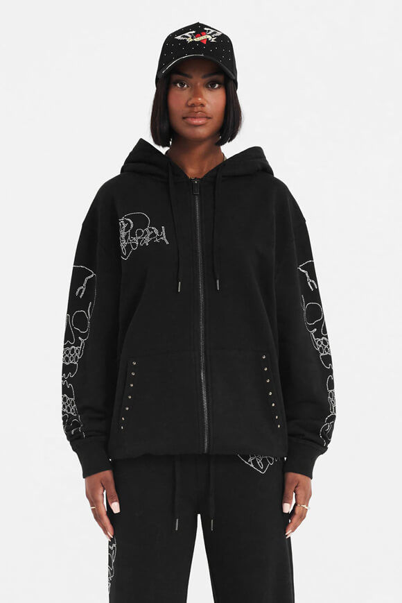 Ed Hardy Crystal Skull Kapuzensweatjacke | Black | Damen  | L von Ed Hardy