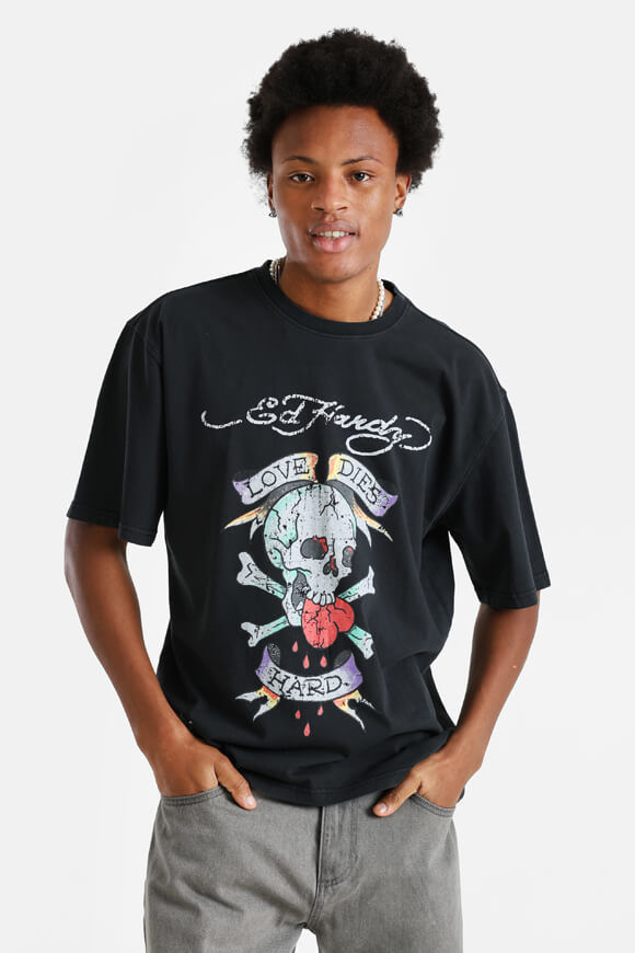 Ed Hardy Love-Dies-Hard T-Shirt | Washed Black | Herren  | L von Ed Hardy