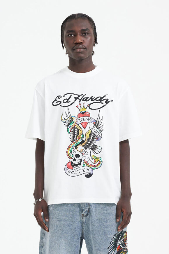 Ed Hardy New York City T-Shirt | White | Herren  | L von Ed Hardy