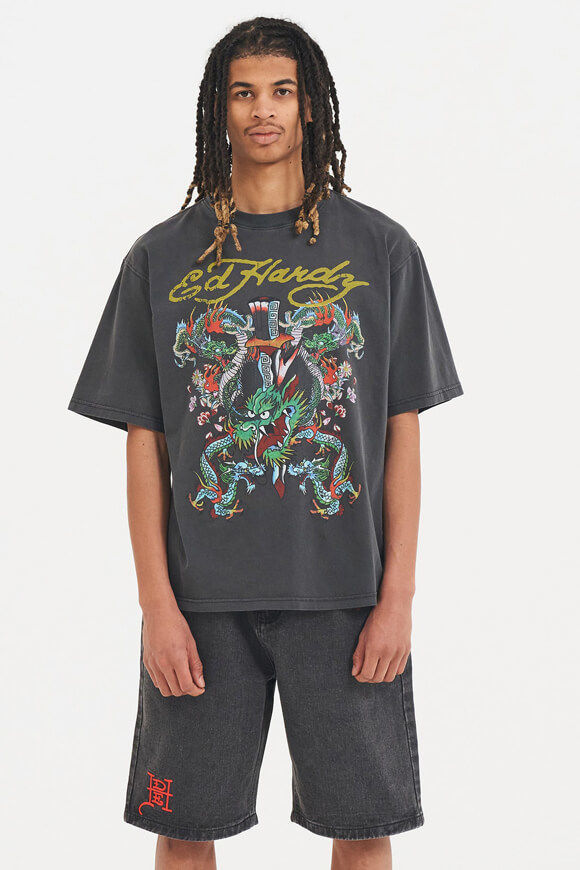 Ed Hardy Oversize T-Shirt | Charcoal | Herren  | L von Ed Hardy