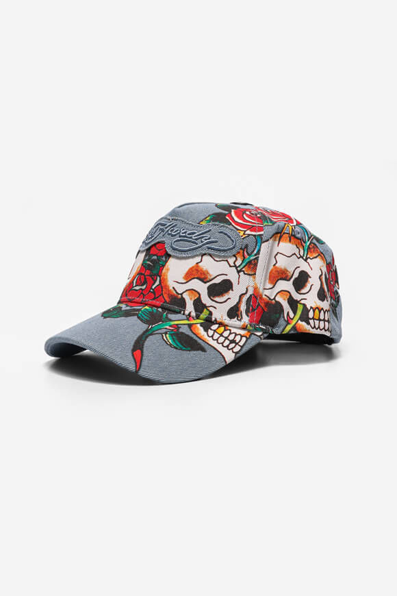 Ed Hardy Skull Rose Strapback Cap | Mid Blue | Herren  | Einheitsgroesse von Ed Hardy