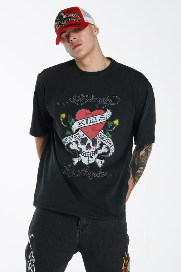 Ed Hardy T-Shirt | Gewaschen Schwarz | Herren  | L von Ed Hardy