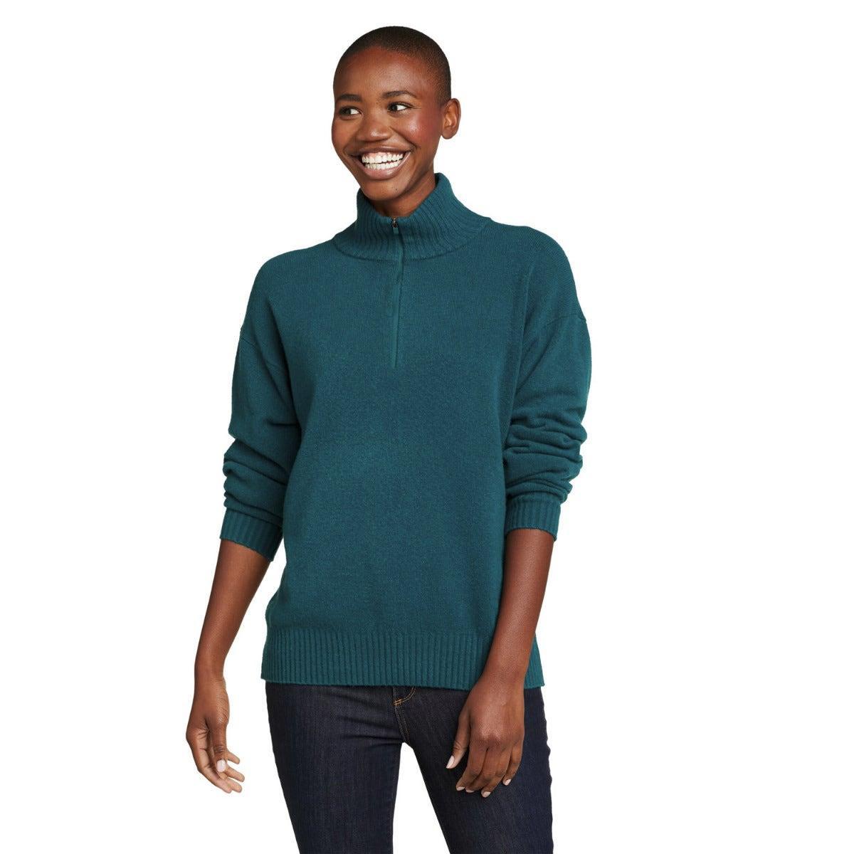 Alpine Route Essentials Sweatshirt Mit Kurzem Reißverschluss Damen Pink Teal L von Eddie Bauer