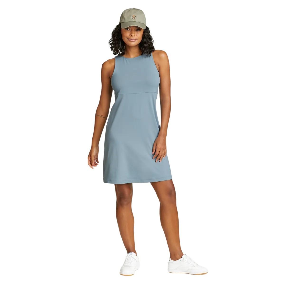 Aster Kleid Empiretaille Ärmellos Damen Blau Denim L von Eddie Bauer