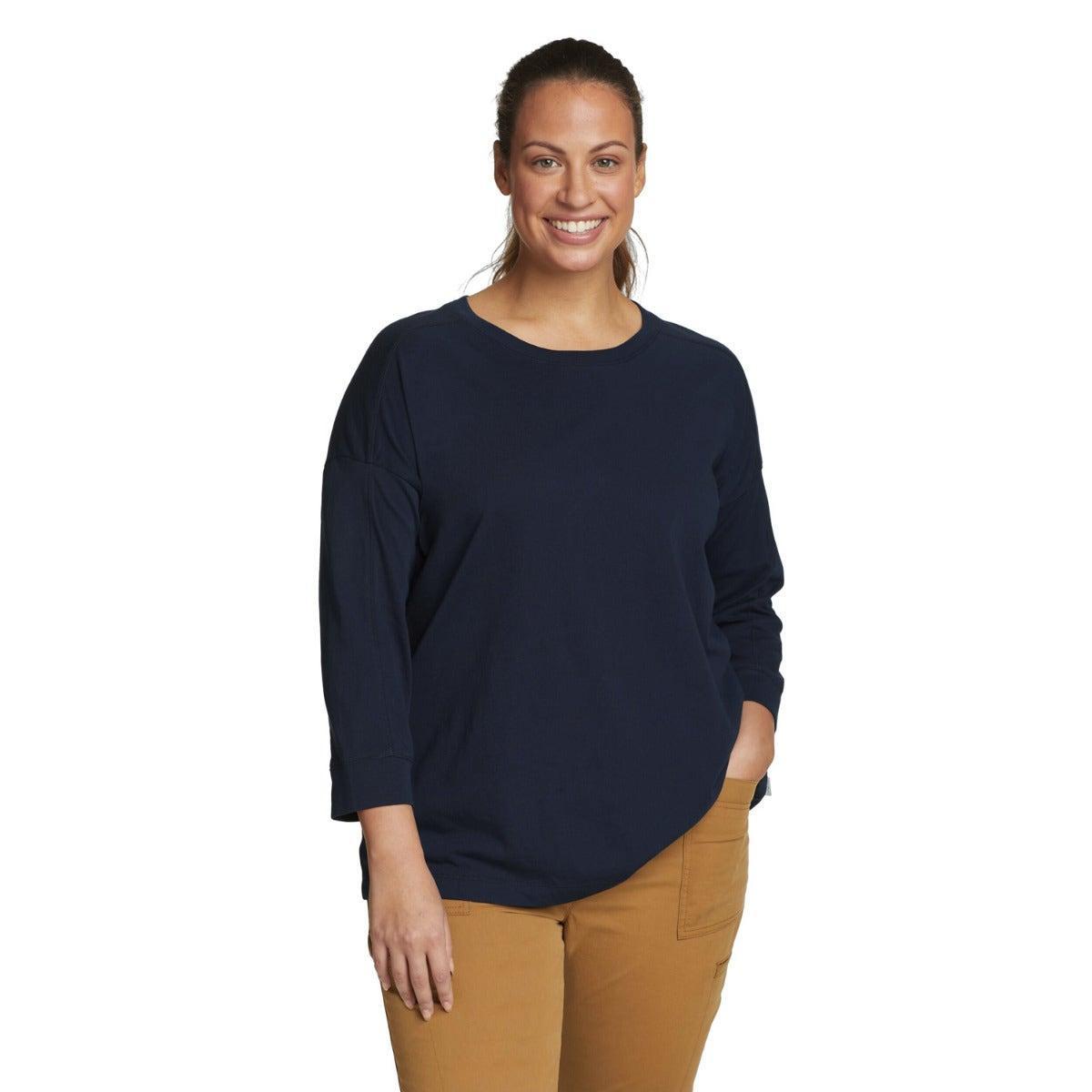 Everyday Essentials Novelty Tshirt 34 Ärmel Damen Blau L von Eddie Bauer